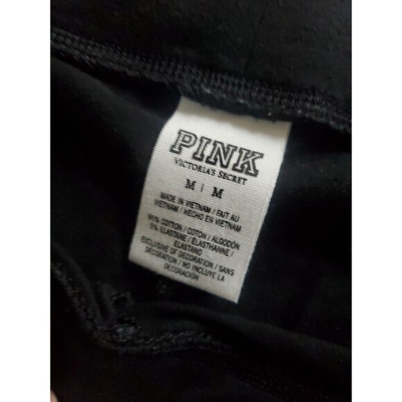 x2 VS PINK Leggings All Black & Black Sequin Activewear Stretch Size Medium Lot - Picture 4 of 8
